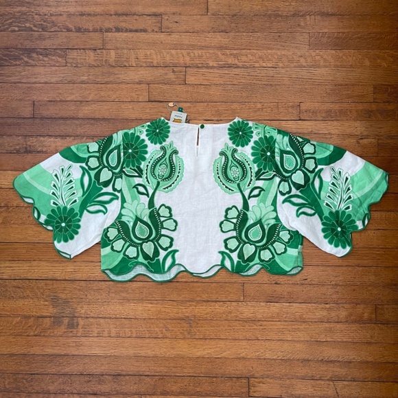 Farm Rio Green Festival Color Midi Skirt and Cropped Blouse Set Size XL. NWT - Picture 14 of 15